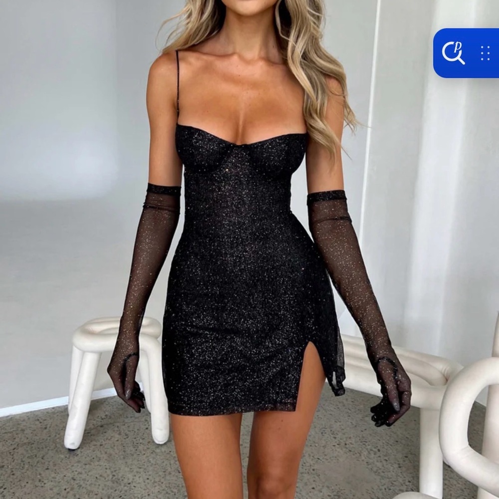 Black Glitter Gloves size XS/S